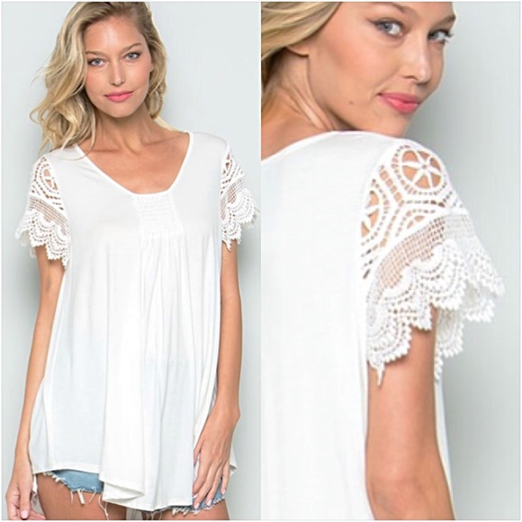 Tops - Ivory Soft Boho Flattering Tunic Top LXL